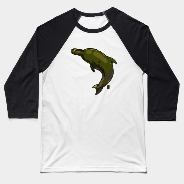 Wine Bottle Neck Dolphin Baseball T-Shirt by Thomcat23